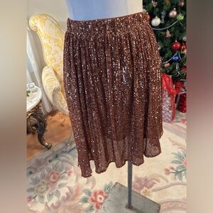 Free People NWT Asymmetrical copper sequence skirt size XS